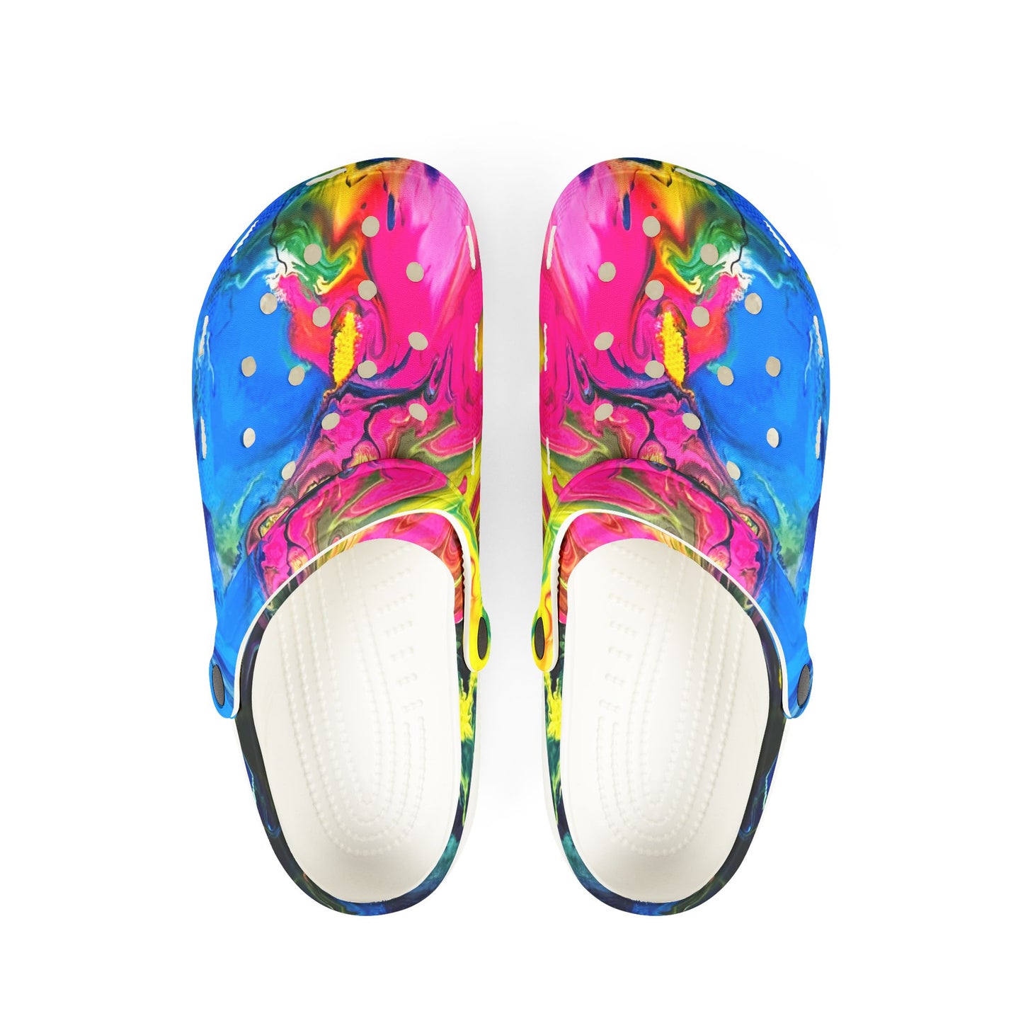 Colorful Pink and blue foam clogs_1