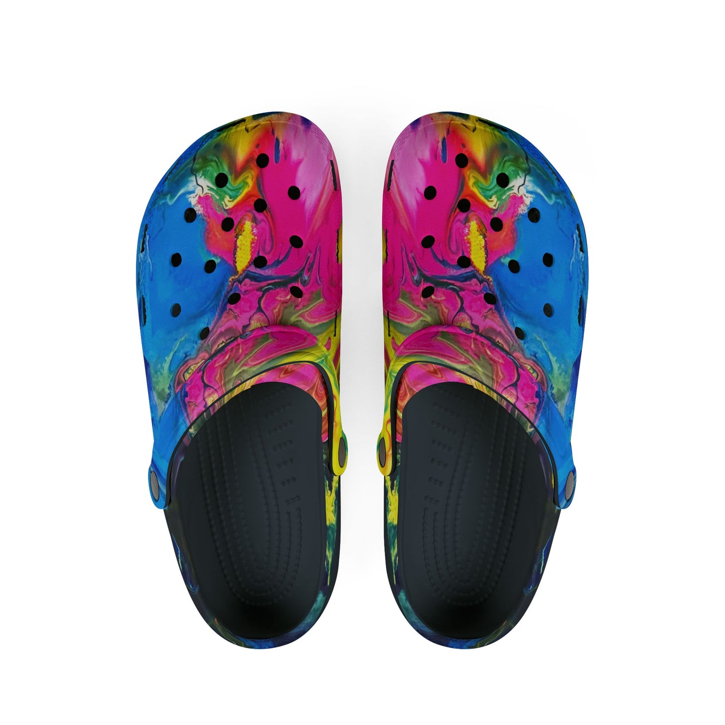 Colorful Pink and blue foam clogs_black insert color