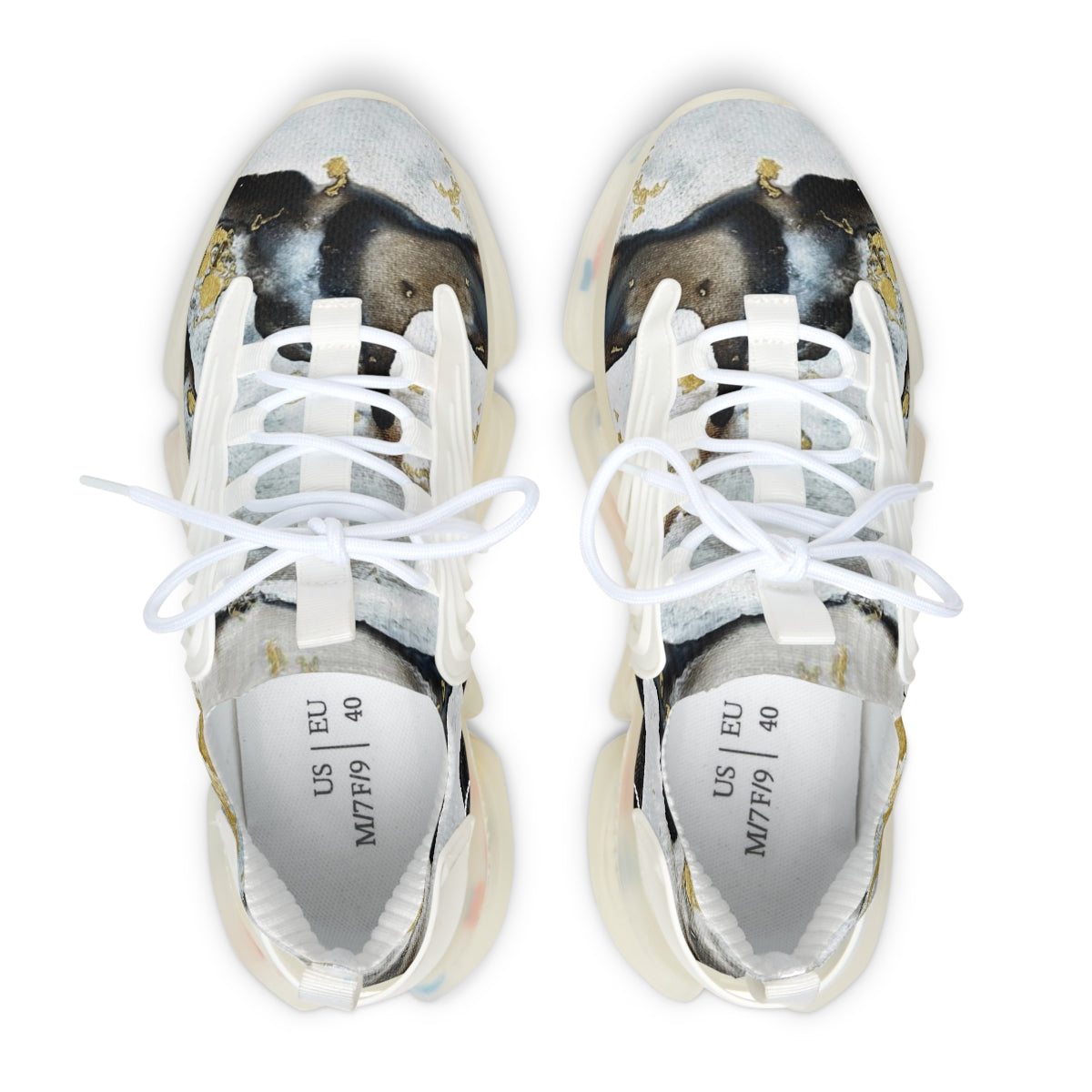 Women's Mesh Sneakers - Black and white design