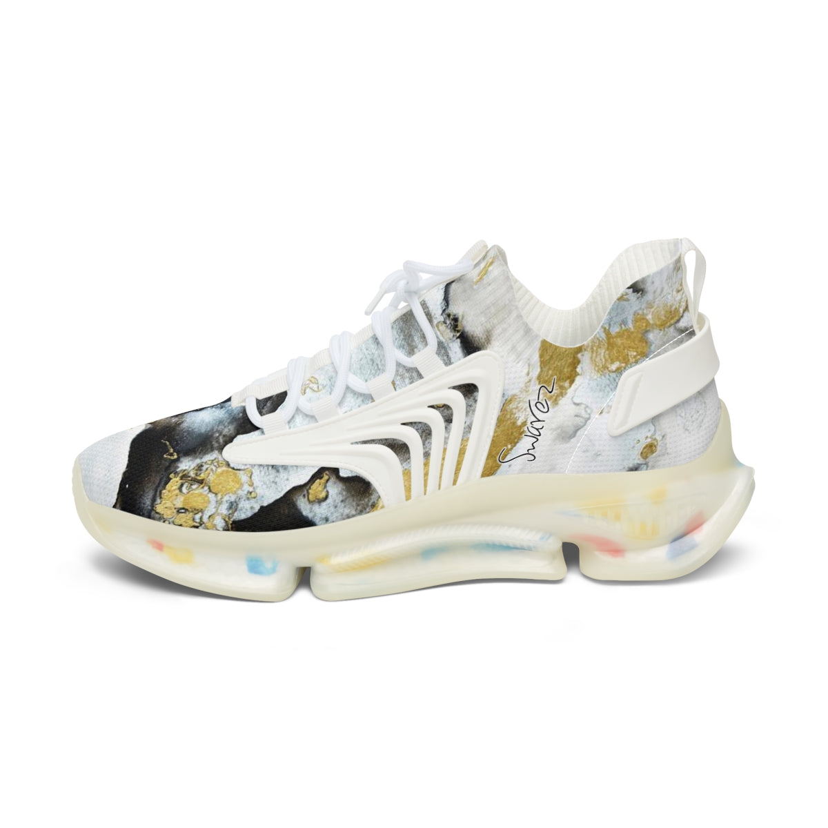Women's Mesh Sneakers - Black and white design