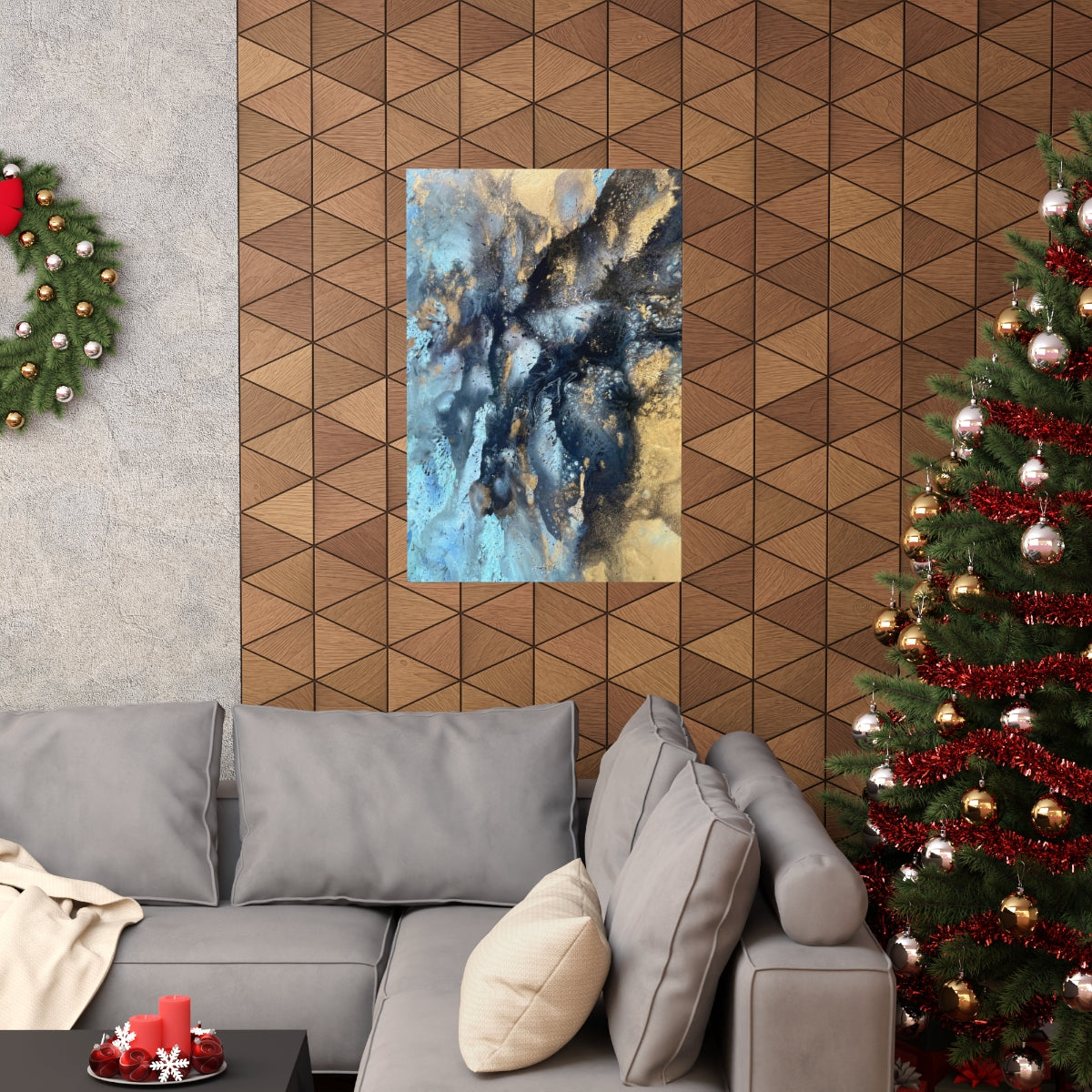 Premium Matte Vertical Poster - Aqua and gold design - 1 of 10