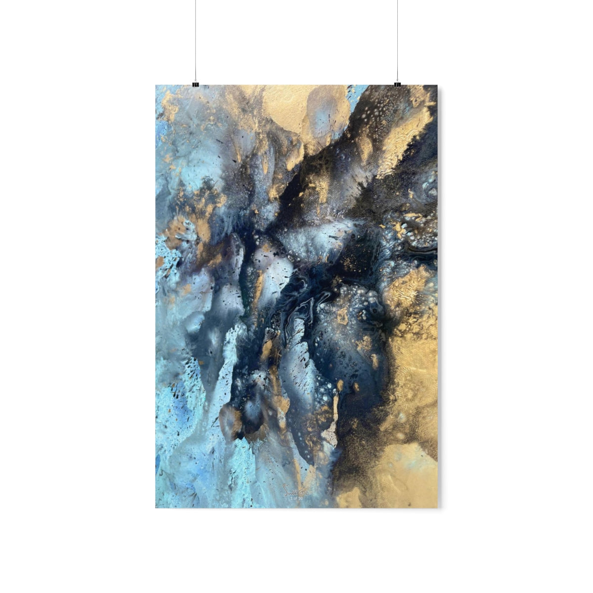 Premium Matte Vertical Poster - Aqua and gold design - 1 of 10