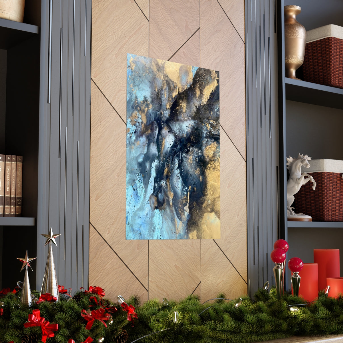 Premium Matte Vertical Poster - Aqua and gold design - 1 of 10