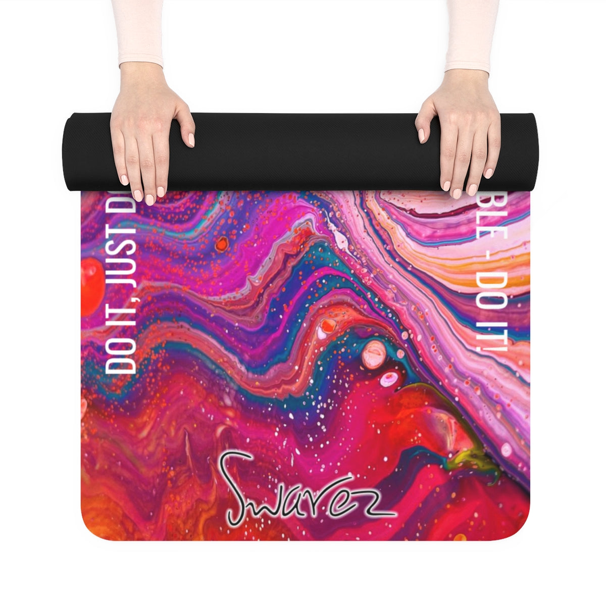Rubber Yoga Mat - DO IT! Quote, Cosmic design