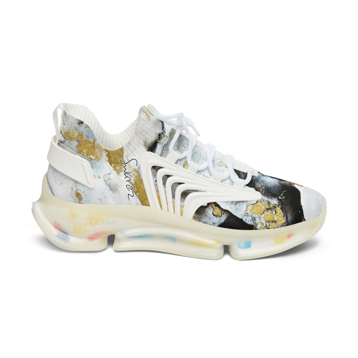 Women's Mesh Sneakers - Black and white design