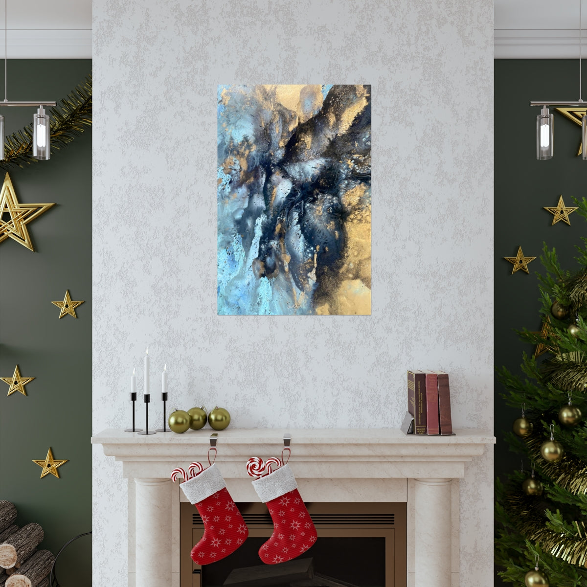 Premium Matte Vertical Poster - Aqua and gold design - 1 of 10