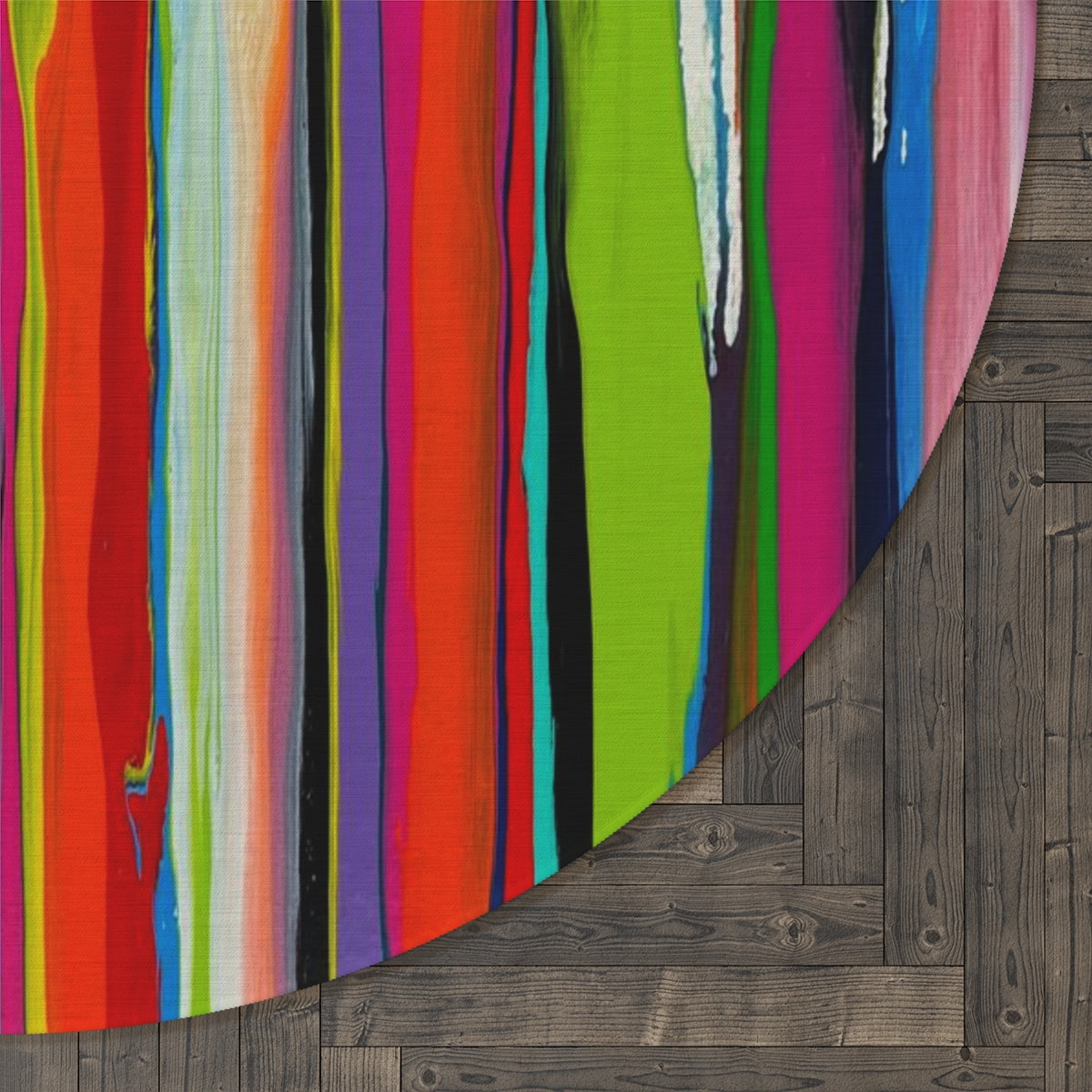 Tapete redondo - design de listras verticais