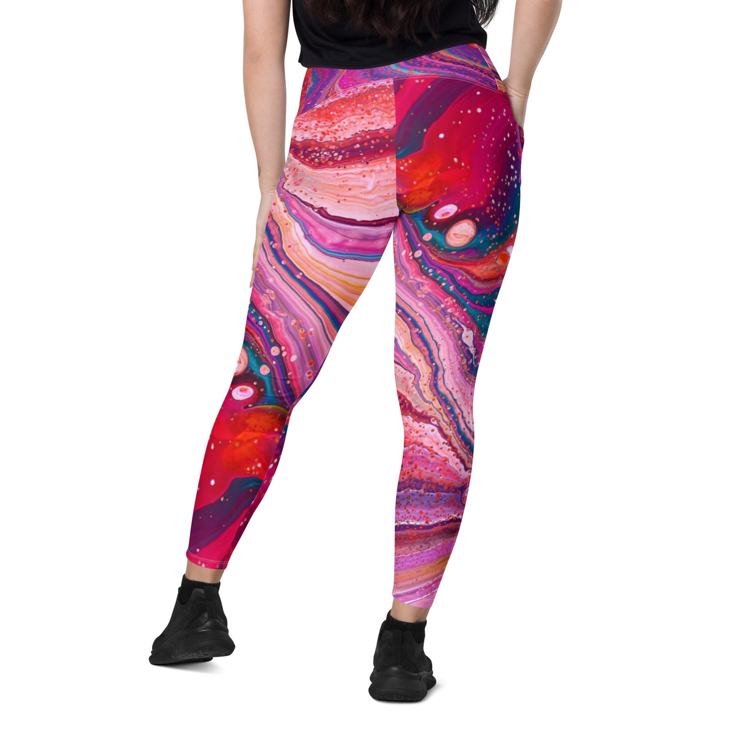 Crossover leggings with pockets - Cosmic Design