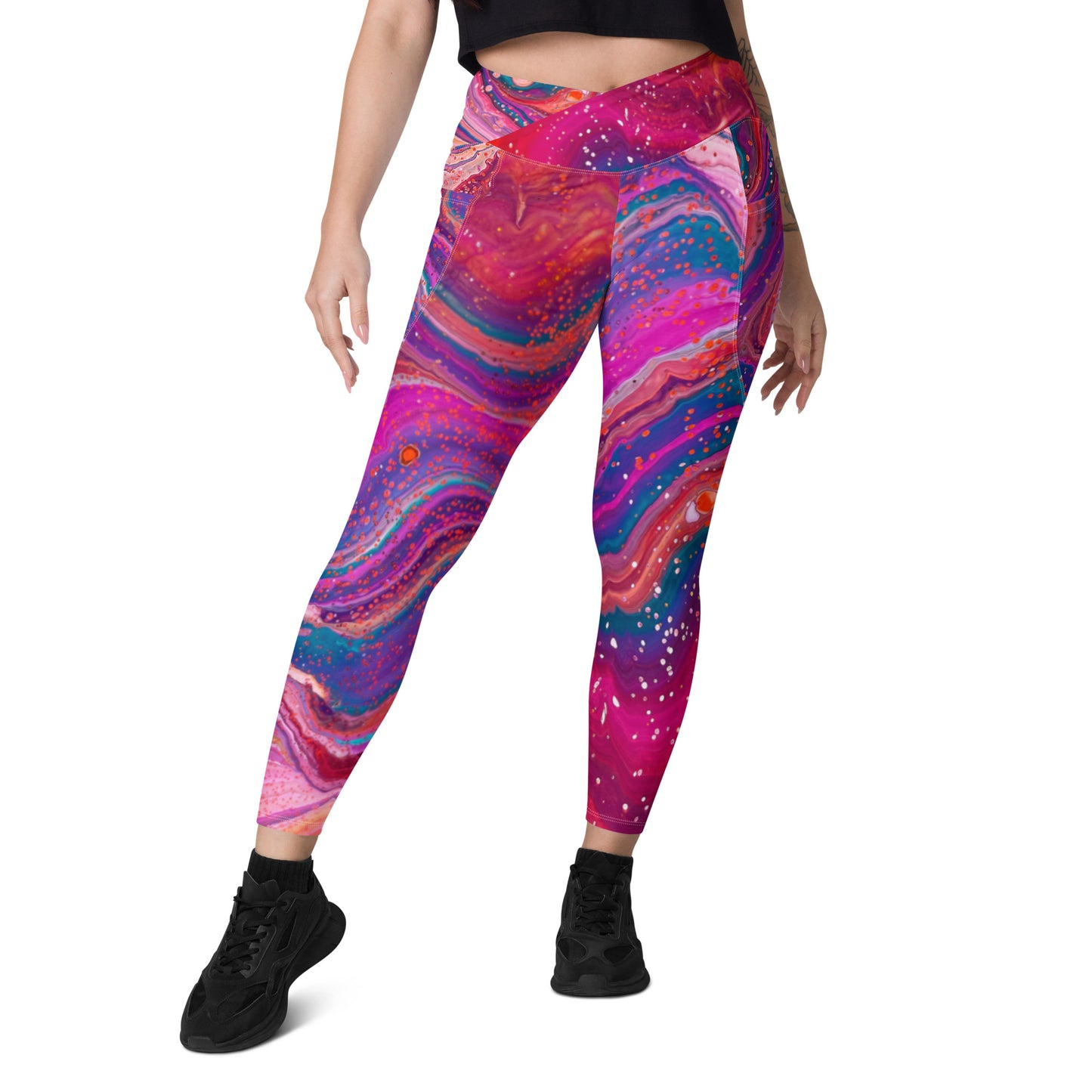 Crossover leggings with pockets - Cosmic Design