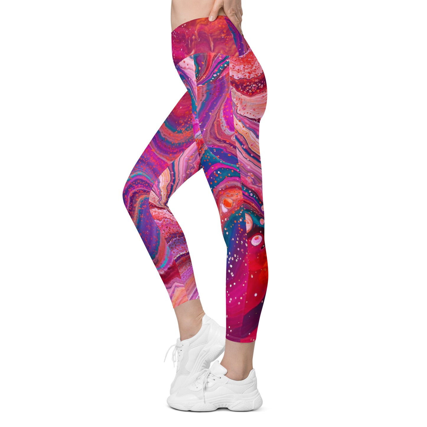 Crossover leggings with pockets - Cosmic Design