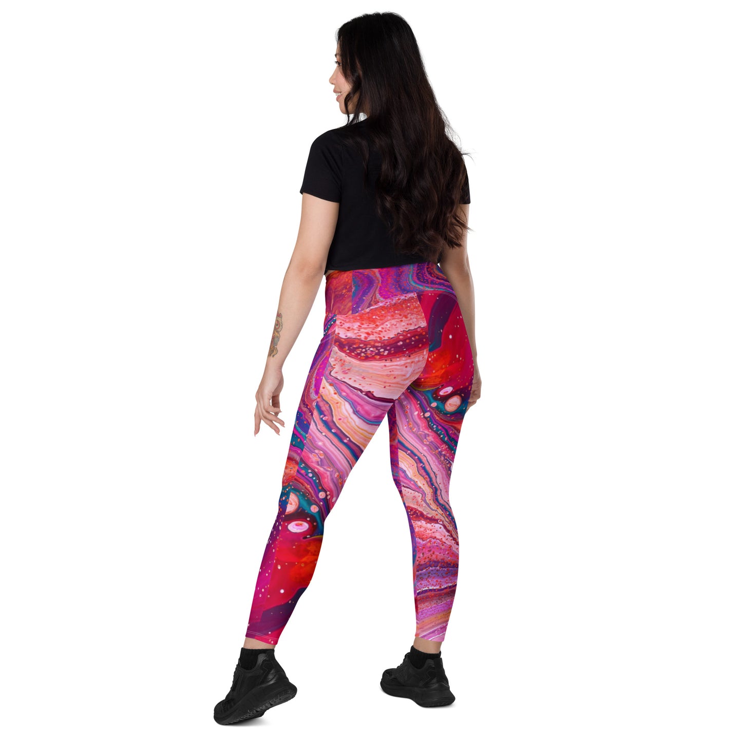 Crossover leggings with pockets - Cosmic Design