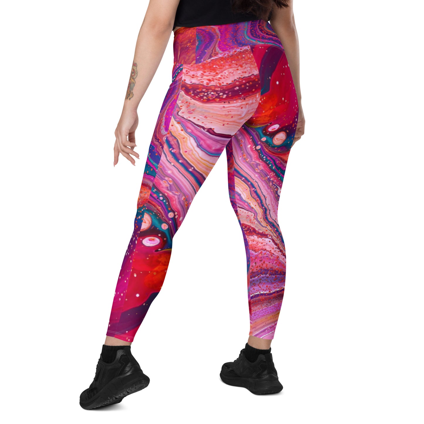 Crossover leggings with pockets - Cosmic Design
