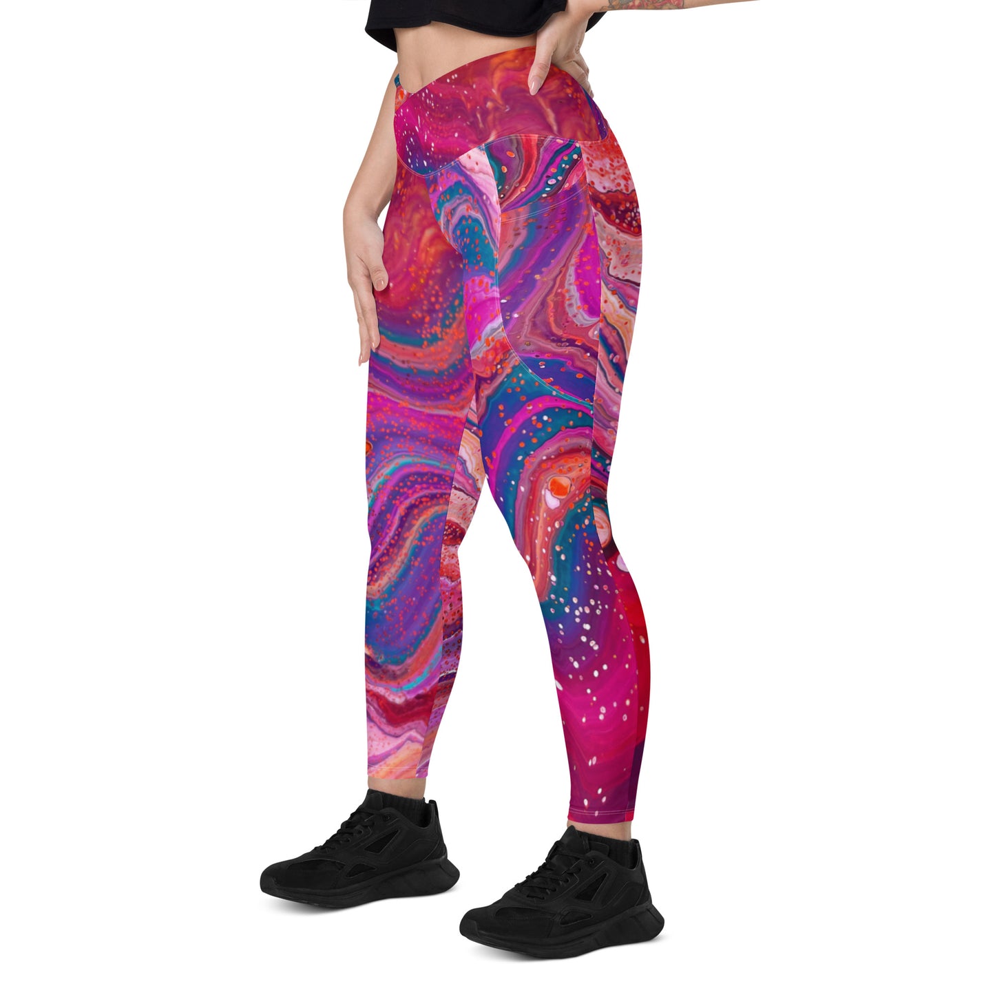 Crossover leggings with pockets - Cosmic Design