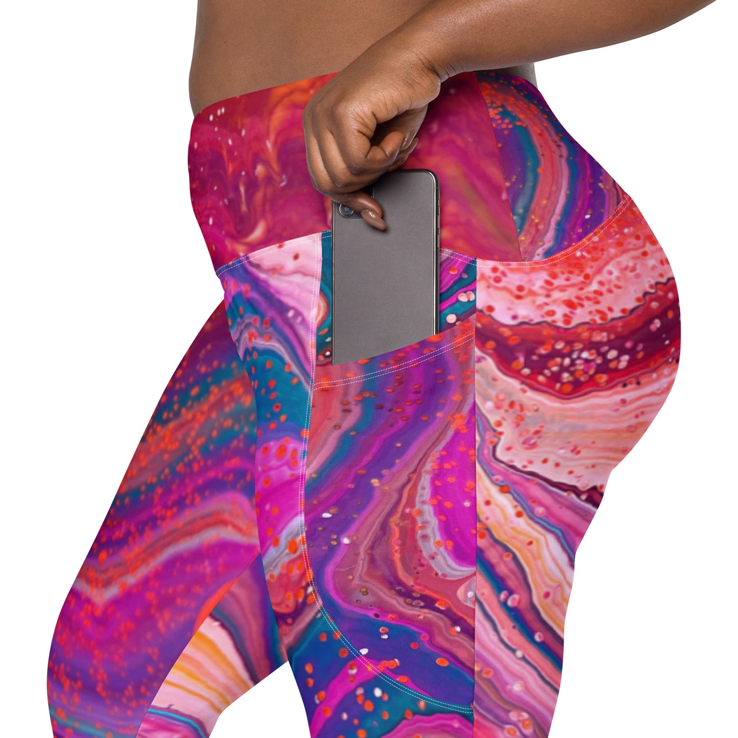 Crossover leggings with pockets - Cosmic Design