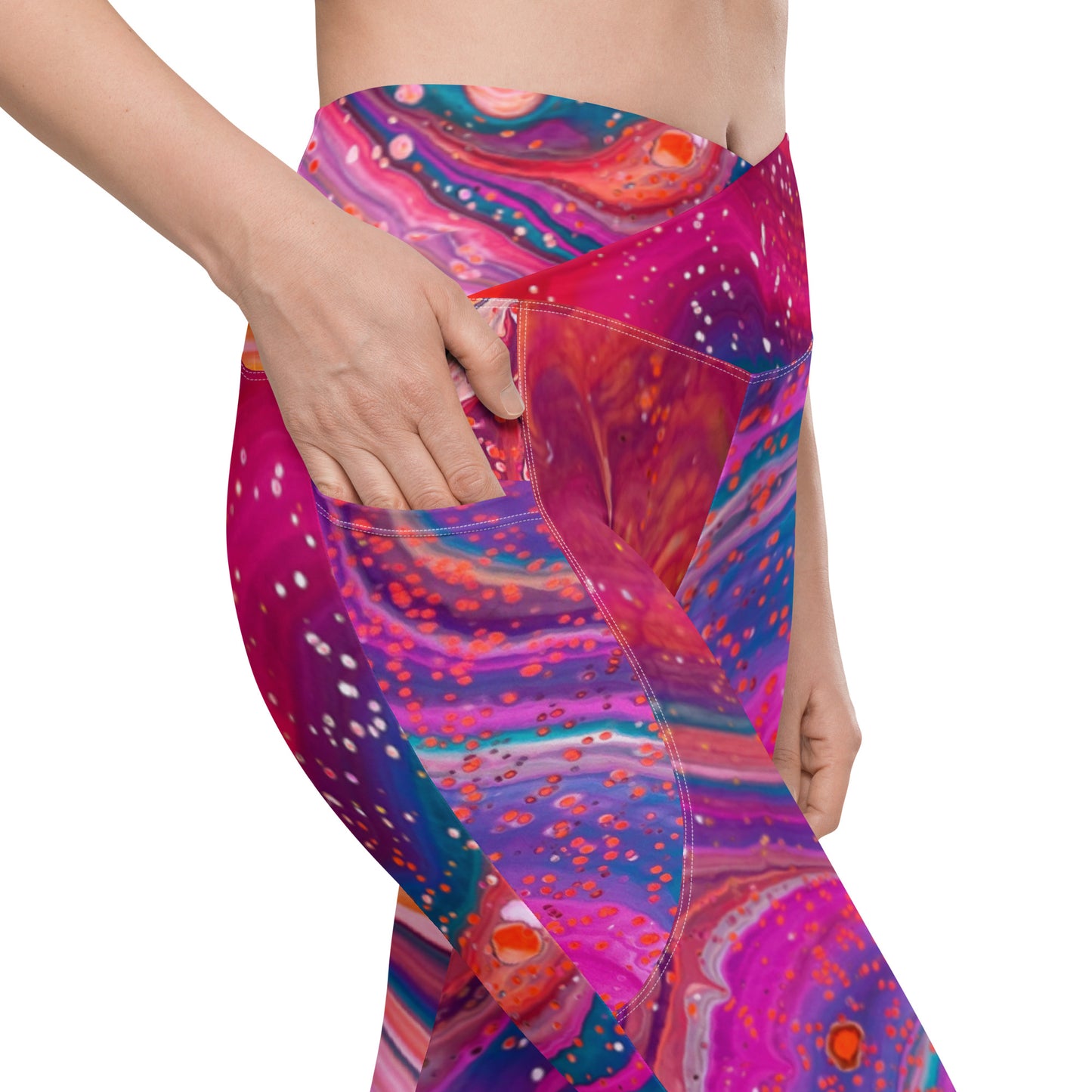 Crossover leggings with pockets - Cosmic Design