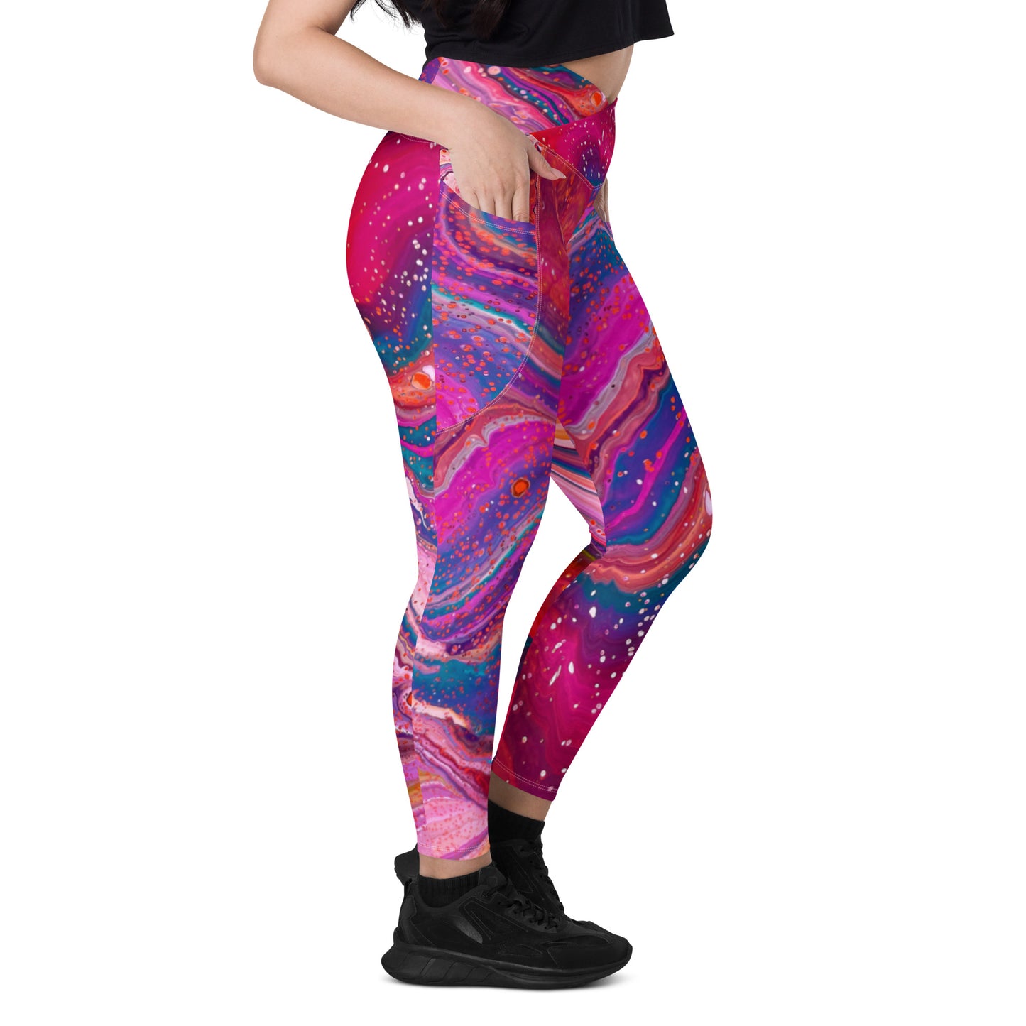 Crossover leggings with pockets - Cosmic Design