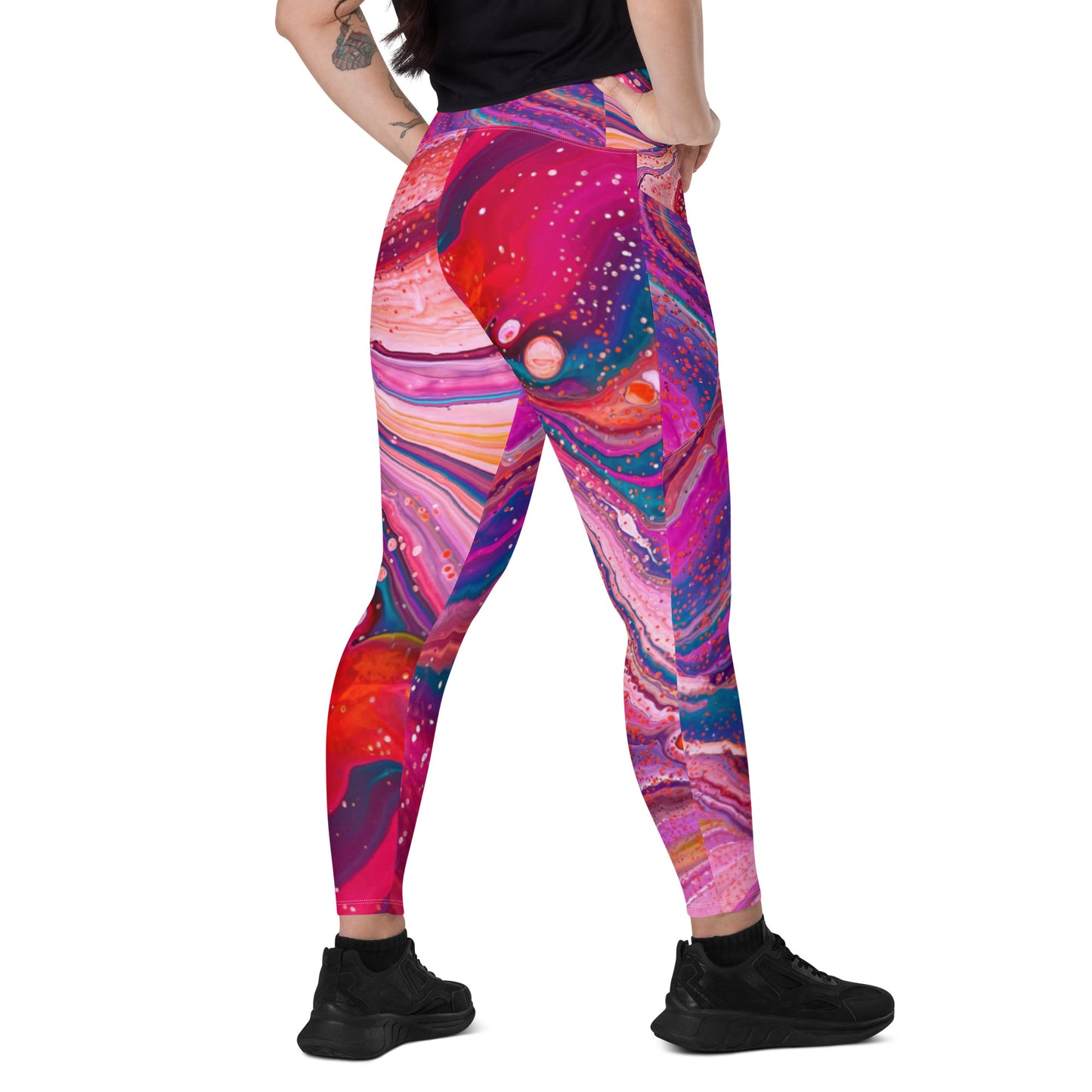 Crossover leggings with pockets - Cosmic Design