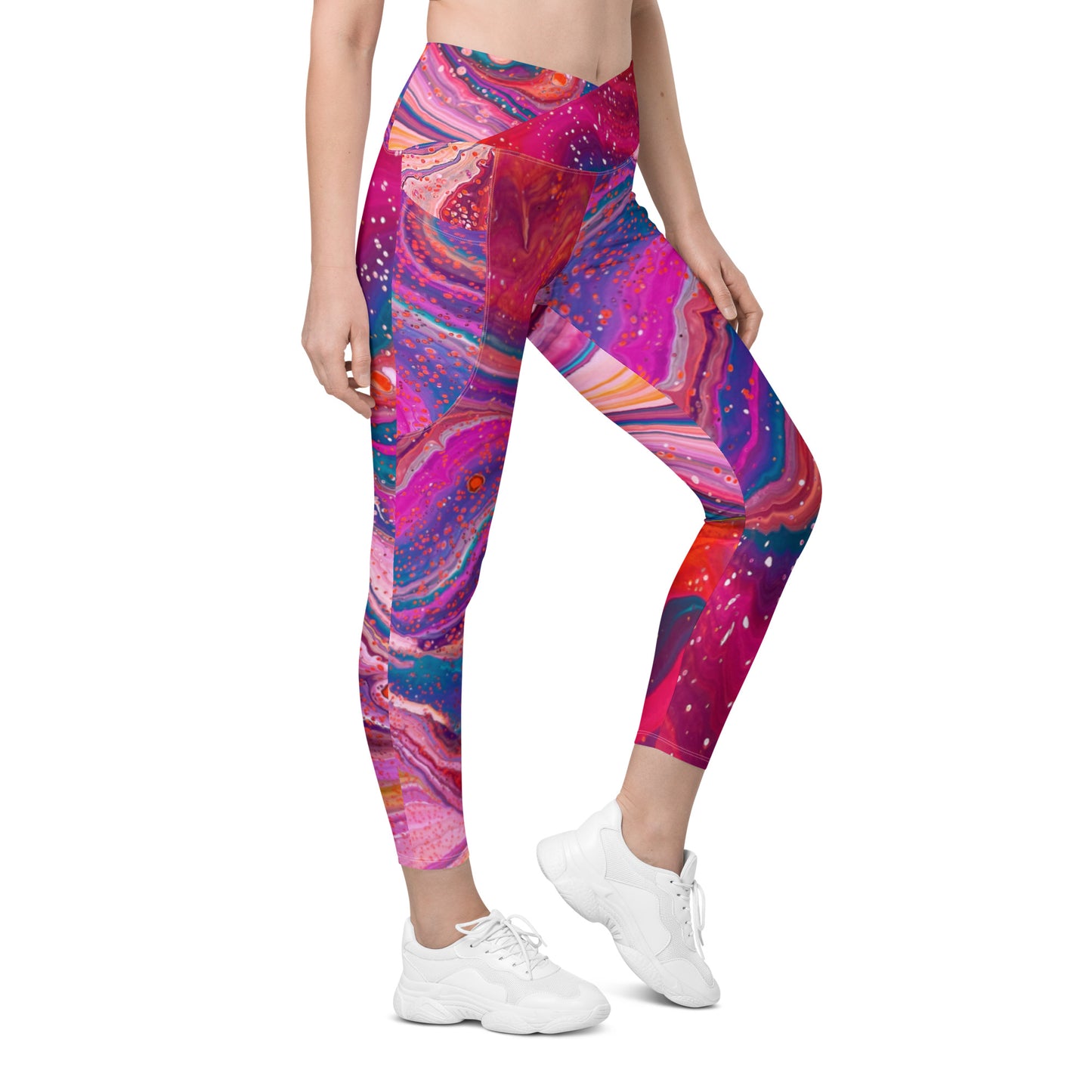 Crossover leggings with pockets - Cosmic Design