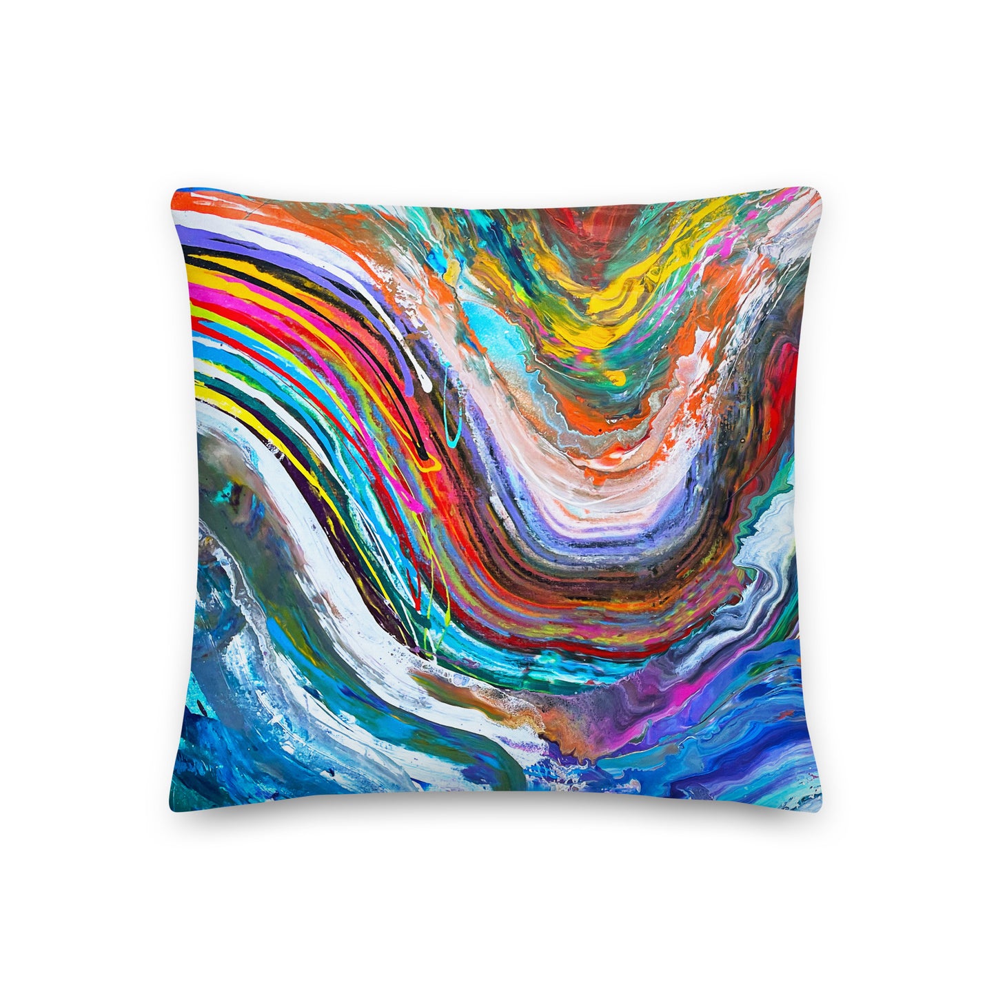 Premium Pillow - Rainbow Wave design