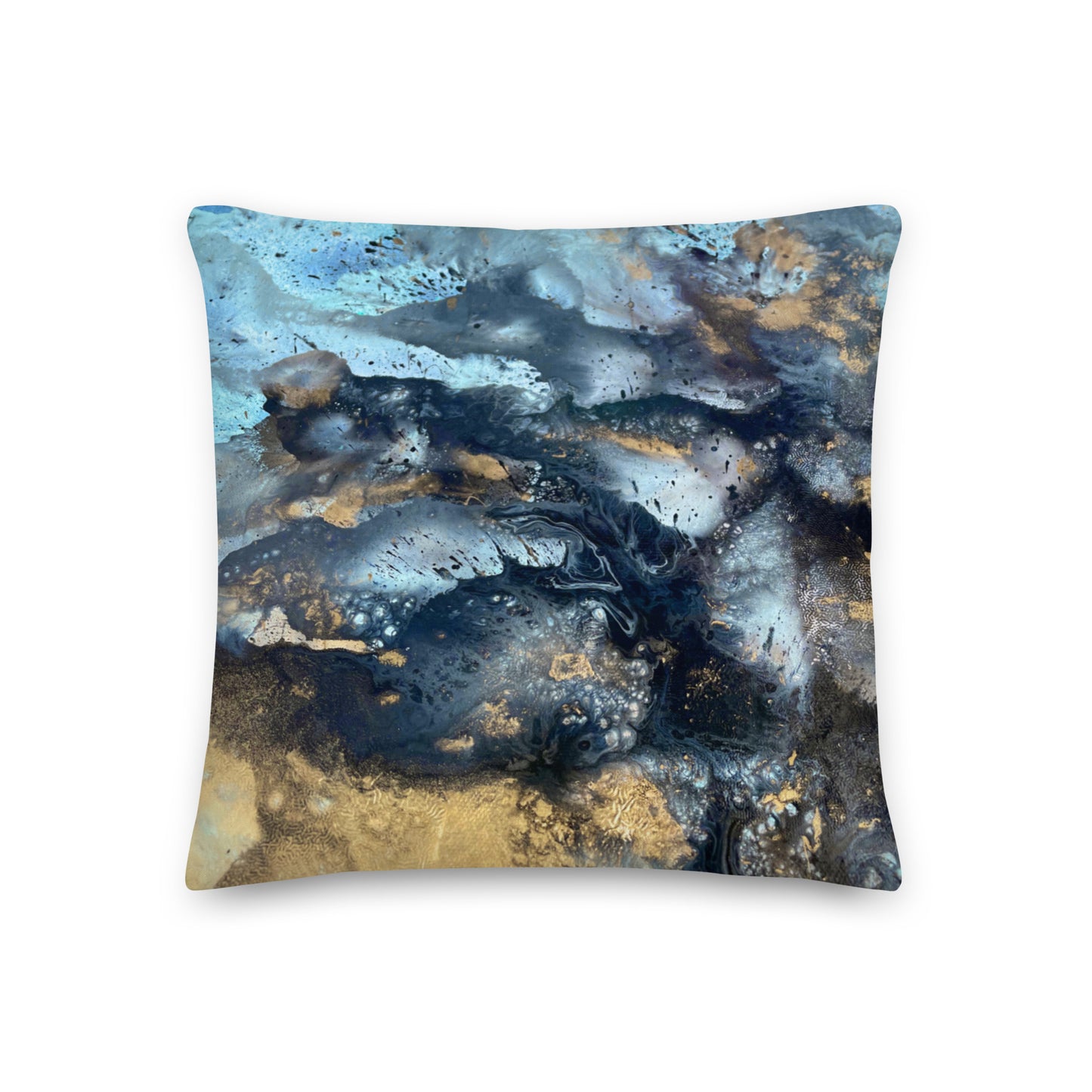 Premium Pillow - Aqua and gold design