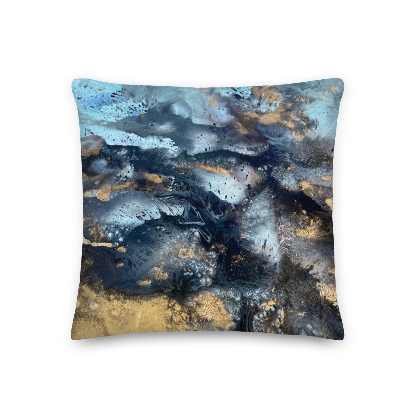 Premium Pillow - Aqua and gold design