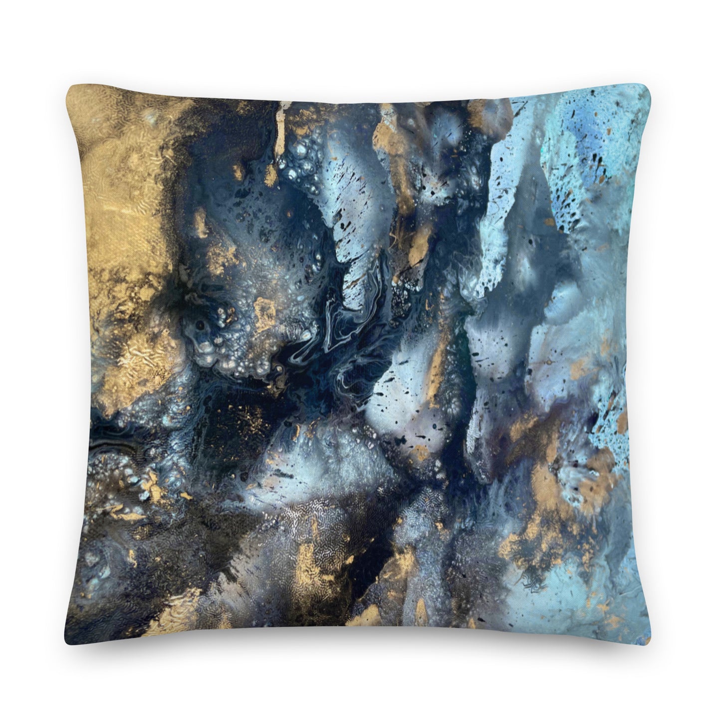 Premium Pillow - Aqua and gold design