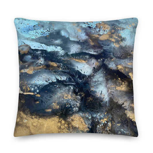 Premium Pillow - Aqua and gold design