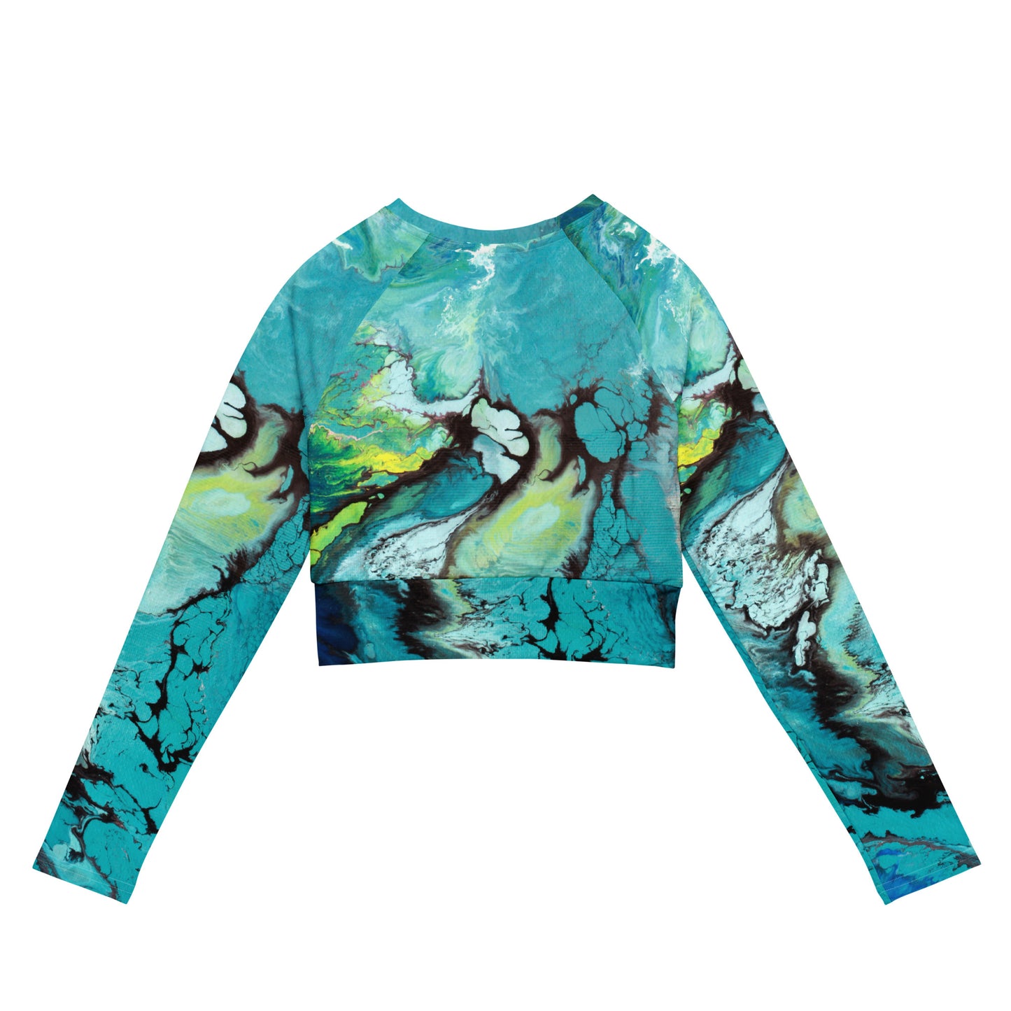 Recycled long-sleeve crop top - Deep Blue design