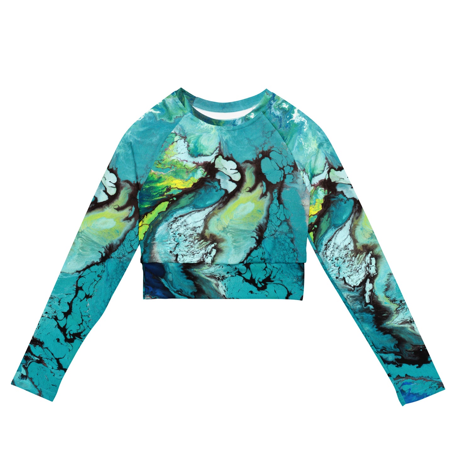 Recycled long-sleeve crop top - Deep Blue design