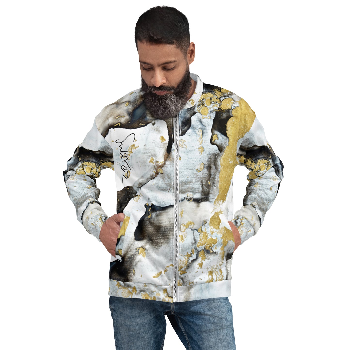 Unisex Bomber Jacket - Black and white design