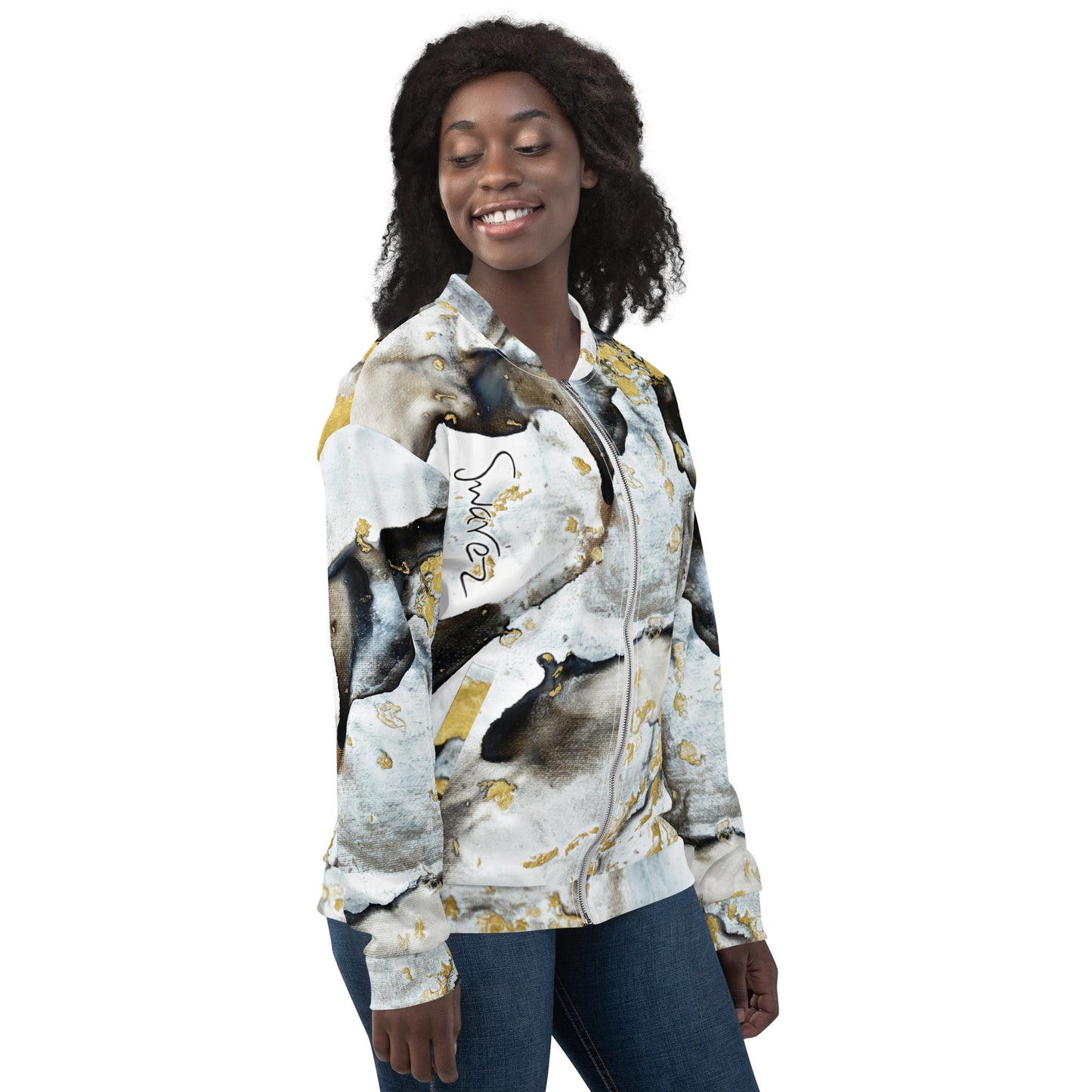 Unisex Bomber Jacket - Black and white design