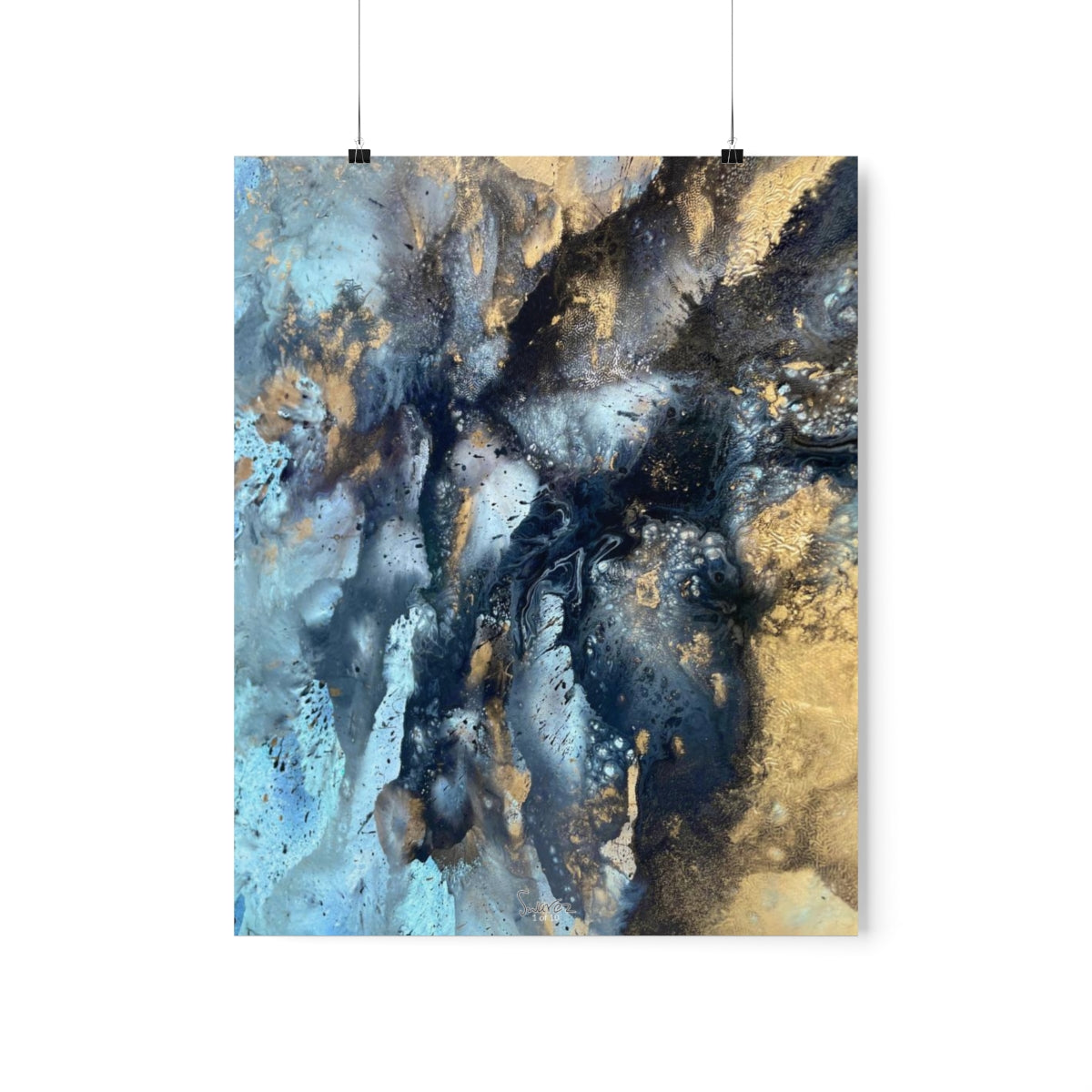 Premium Matte Vertical Poster - Aqua and gold design - 1 of 10