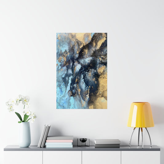 Premium Matte Vertical Poster - Aqua and gold design - 1 of 10