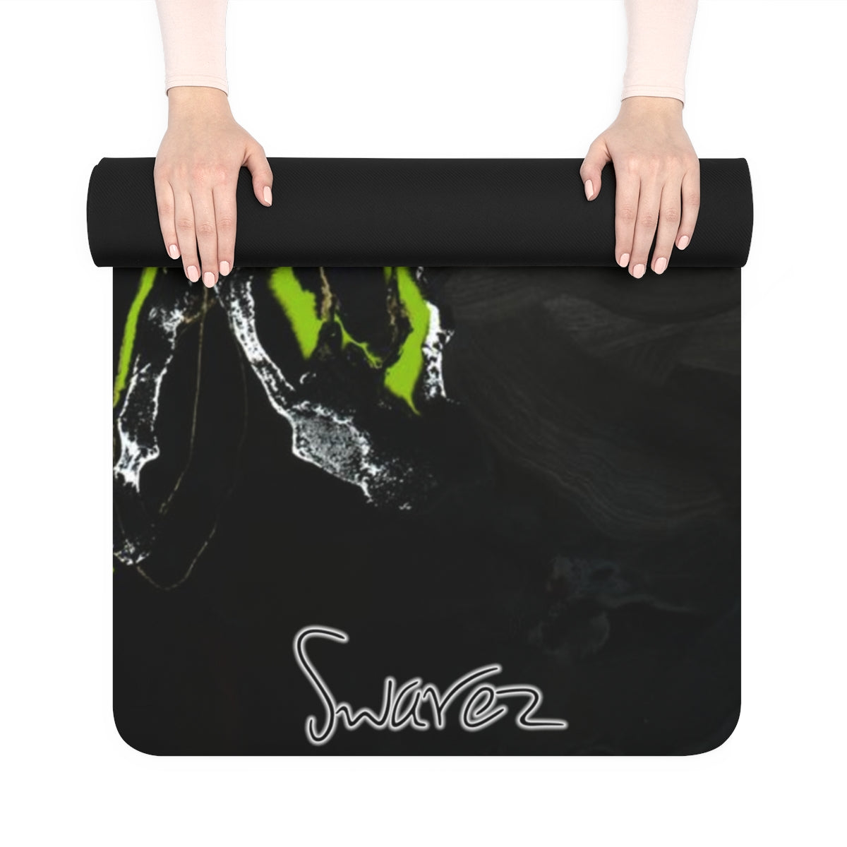 Rubber Yoga Mat - purple and green design