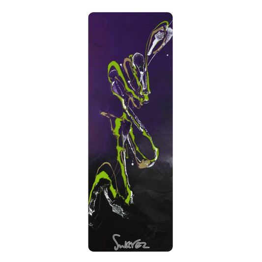Rubber Yoga Mat - purple and green design