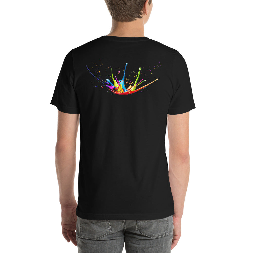 Unisex t-shirt - Swarez embroidered logo and printed paint splash