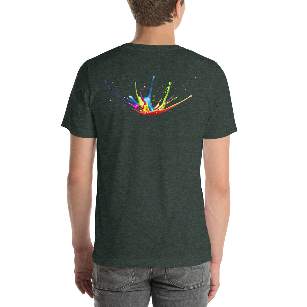 Unisex t-shirt - Swarez embroidered logo and printed paint splash