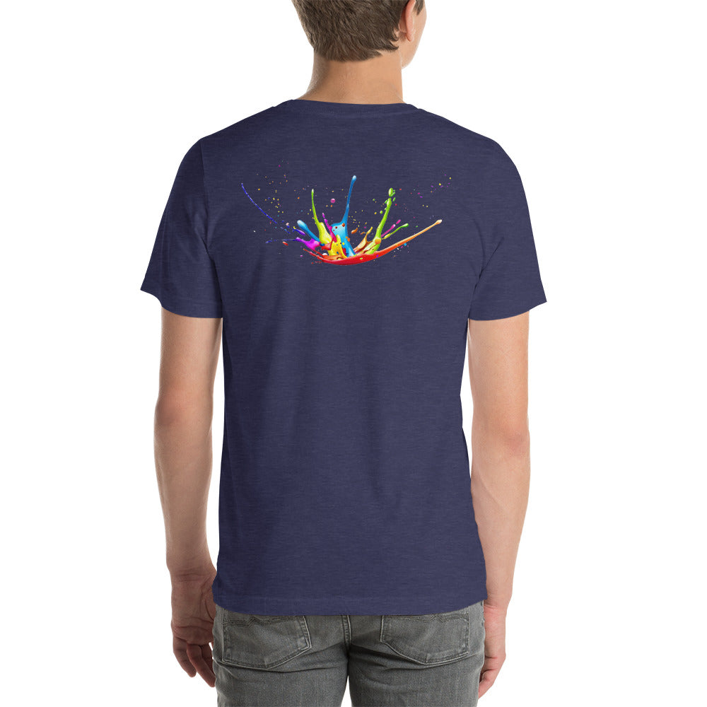 Unisex t-shirt - Swarez embroidered logo and printed paint splash