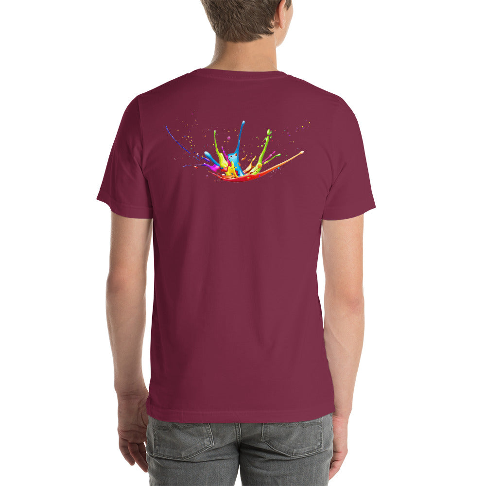 Unisex t-shirt - Swarez embroidered logo and printed paint splash