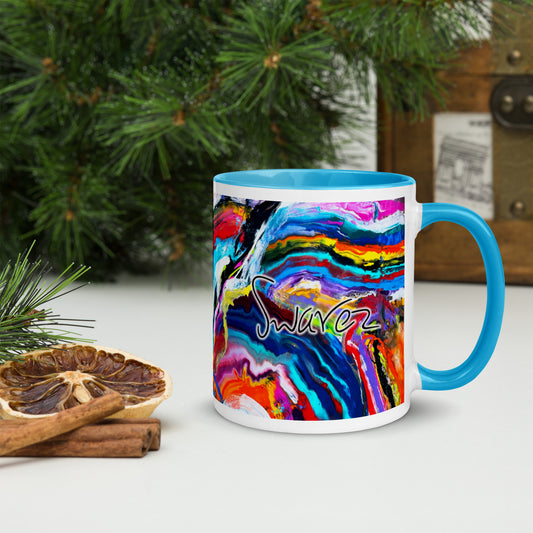 Mug with Color Inside - Rainbow Wave design