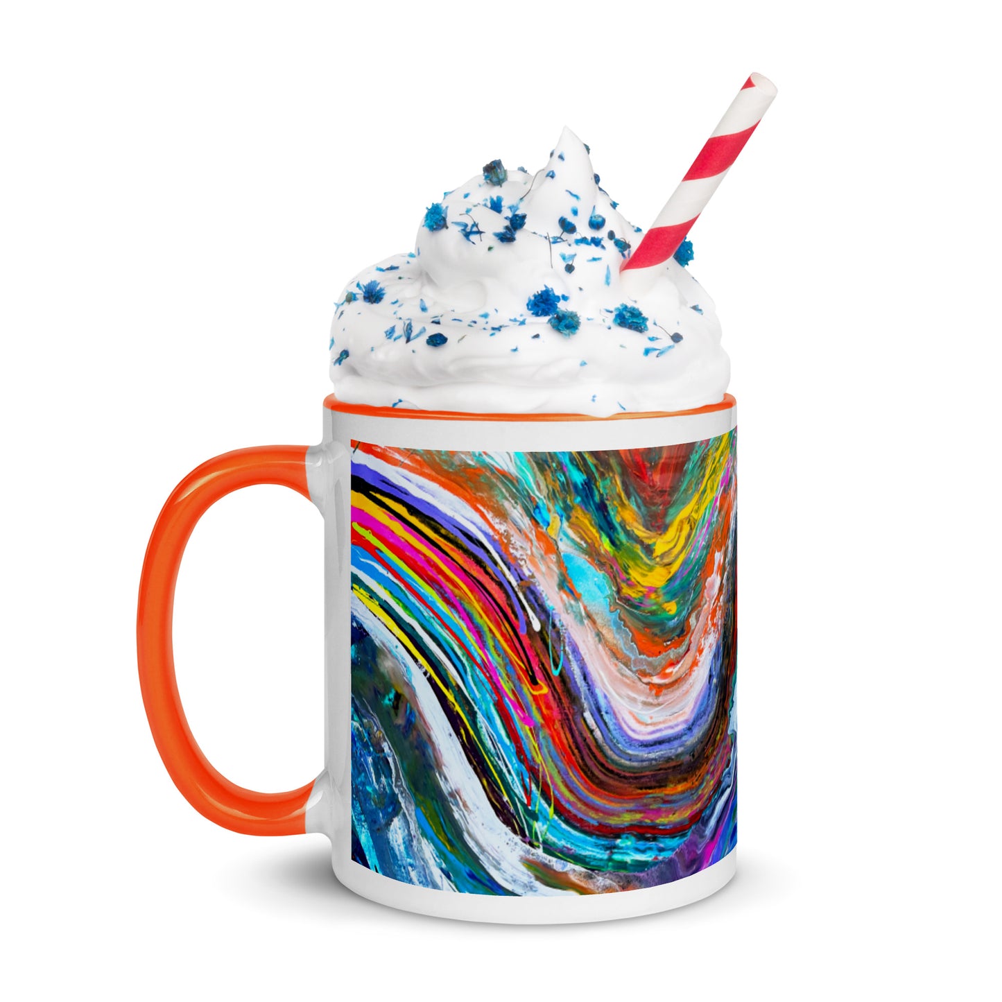 Mug with Color Inside - Rainbow Wave design