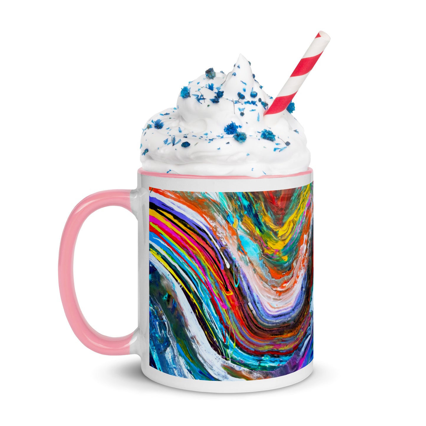 Mug with Color Inside - Rainbow Wave design