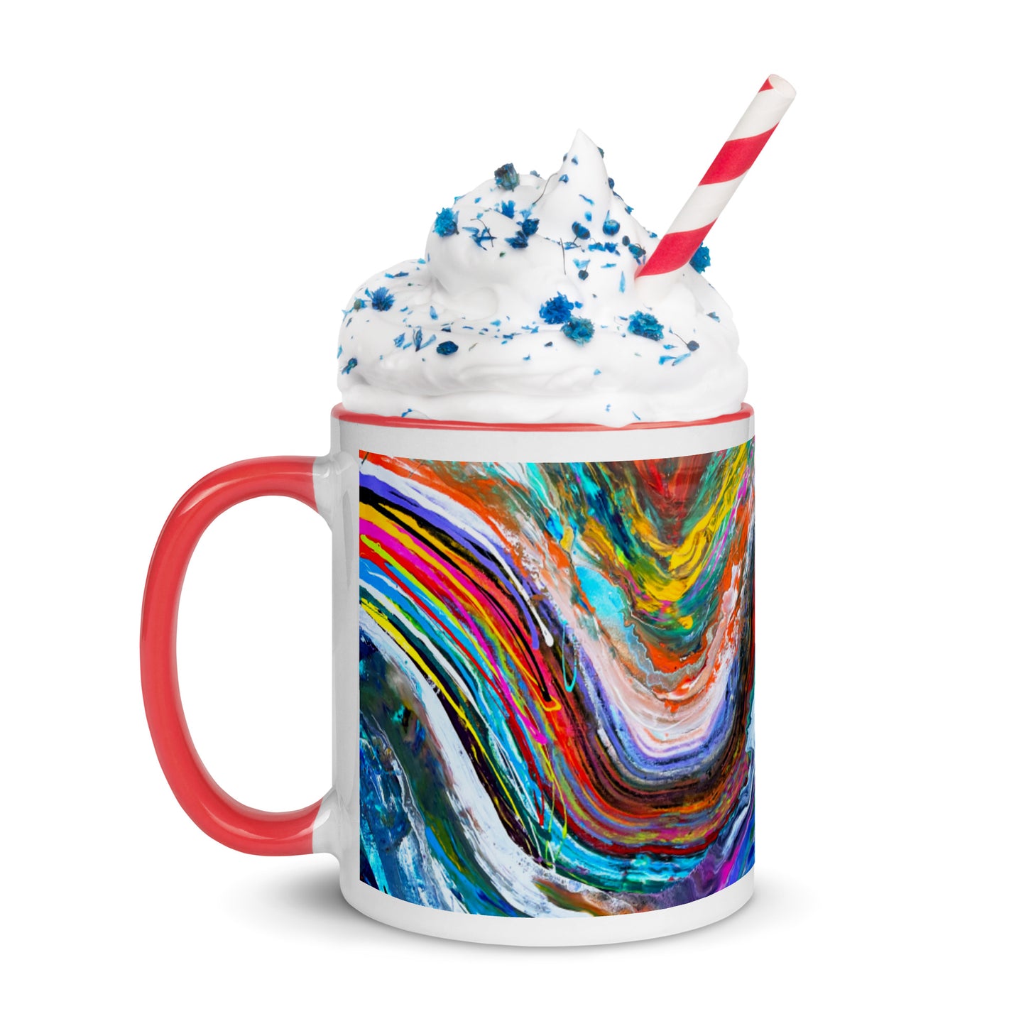 Mug with Color Inside - Rainbow Wave design