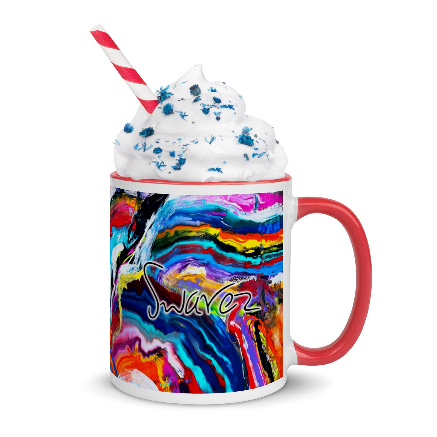 Mug with Color Inside - Rainbow Wave design