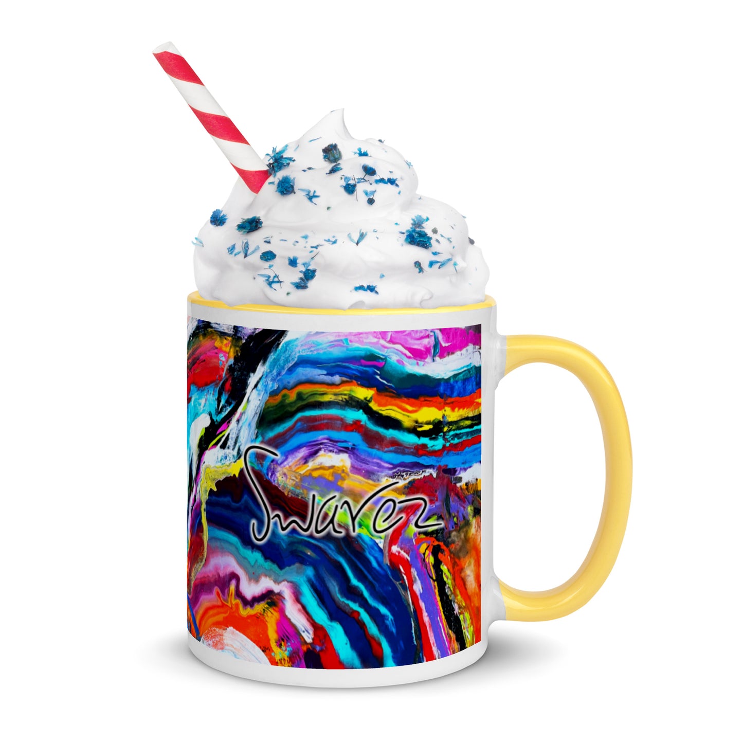 Mug with Color Inside - Rainbow Wave design