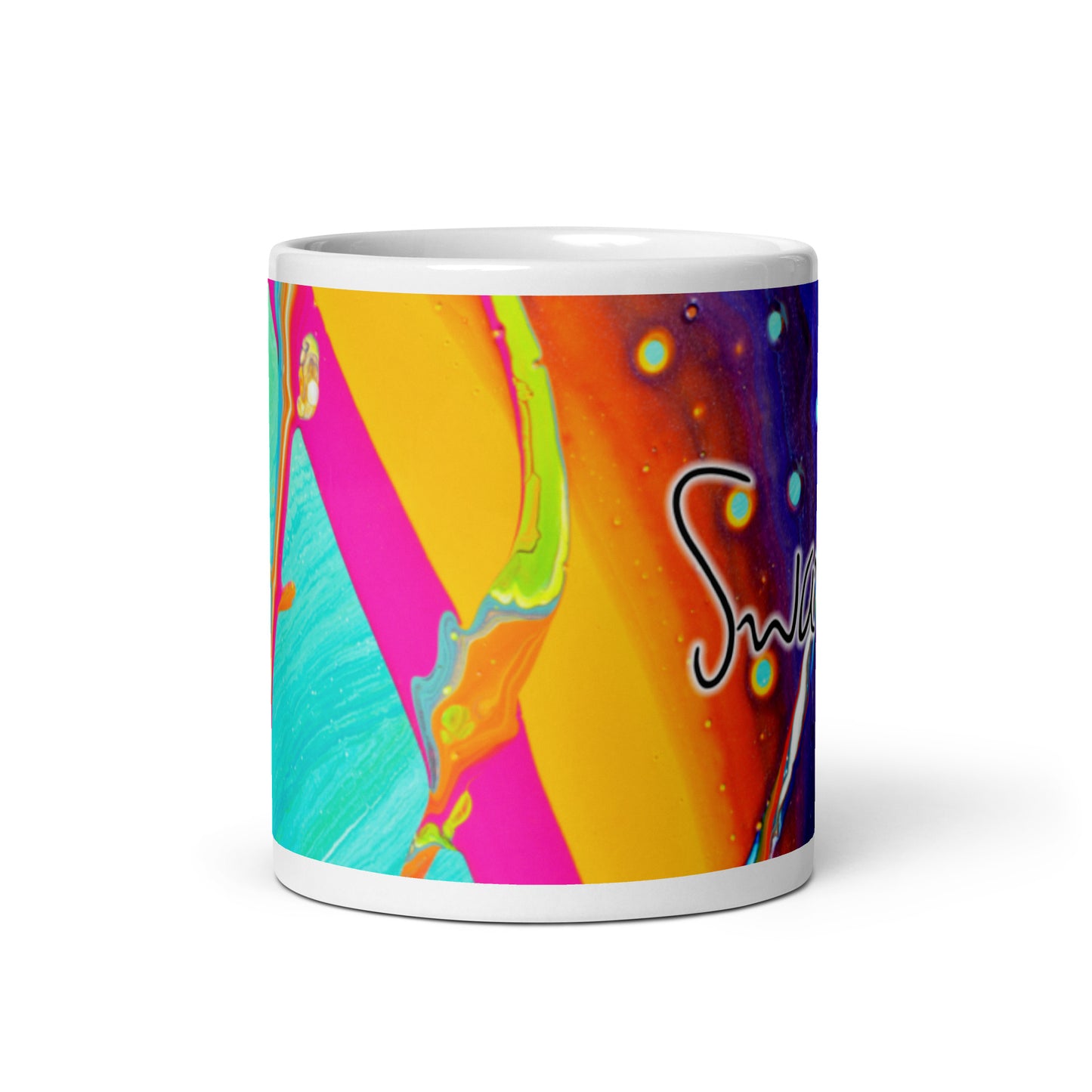 White glossy mug - Rainbow design