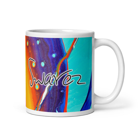 White glossy mug - Rainbow design