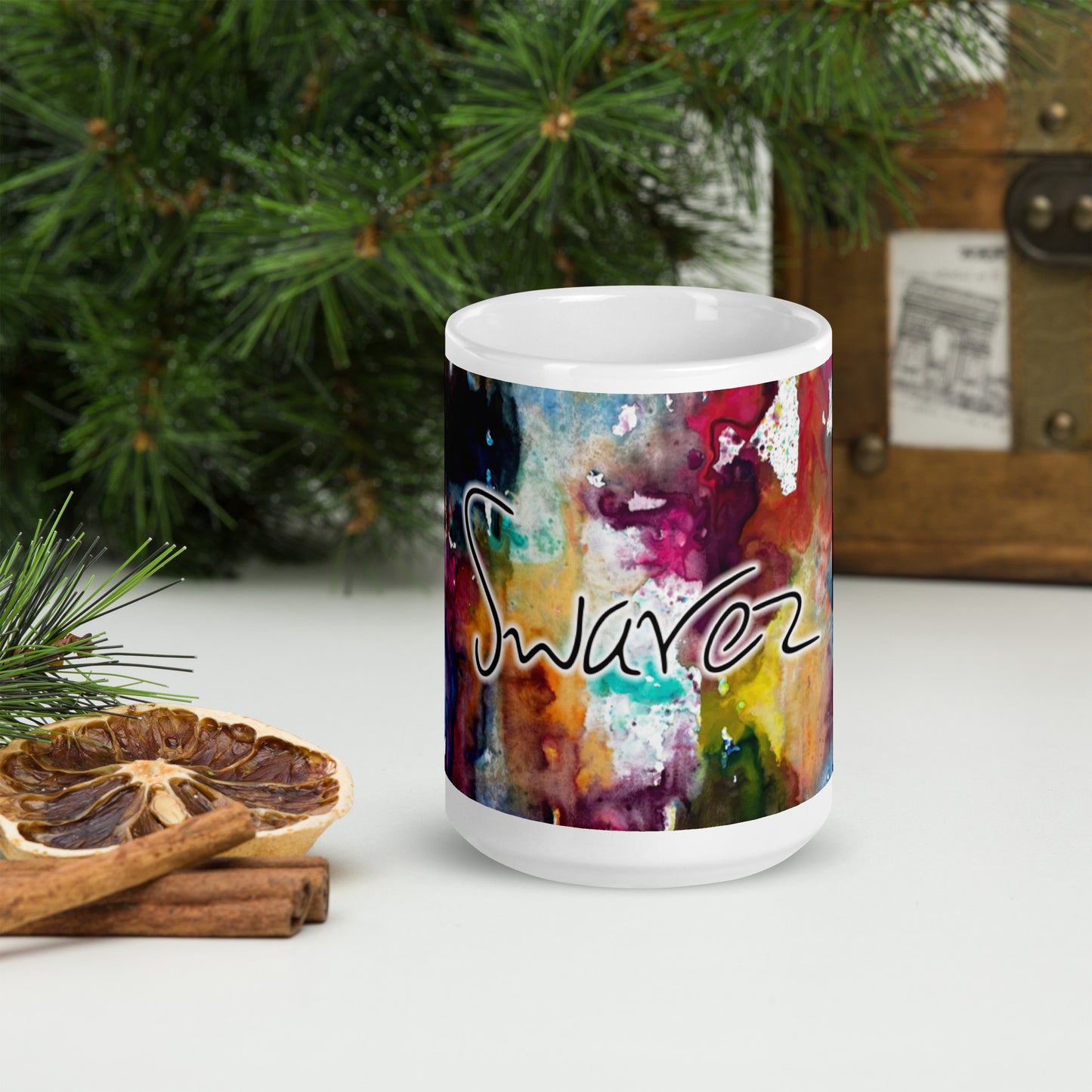 White glossy mug - Dawn Eclipse design