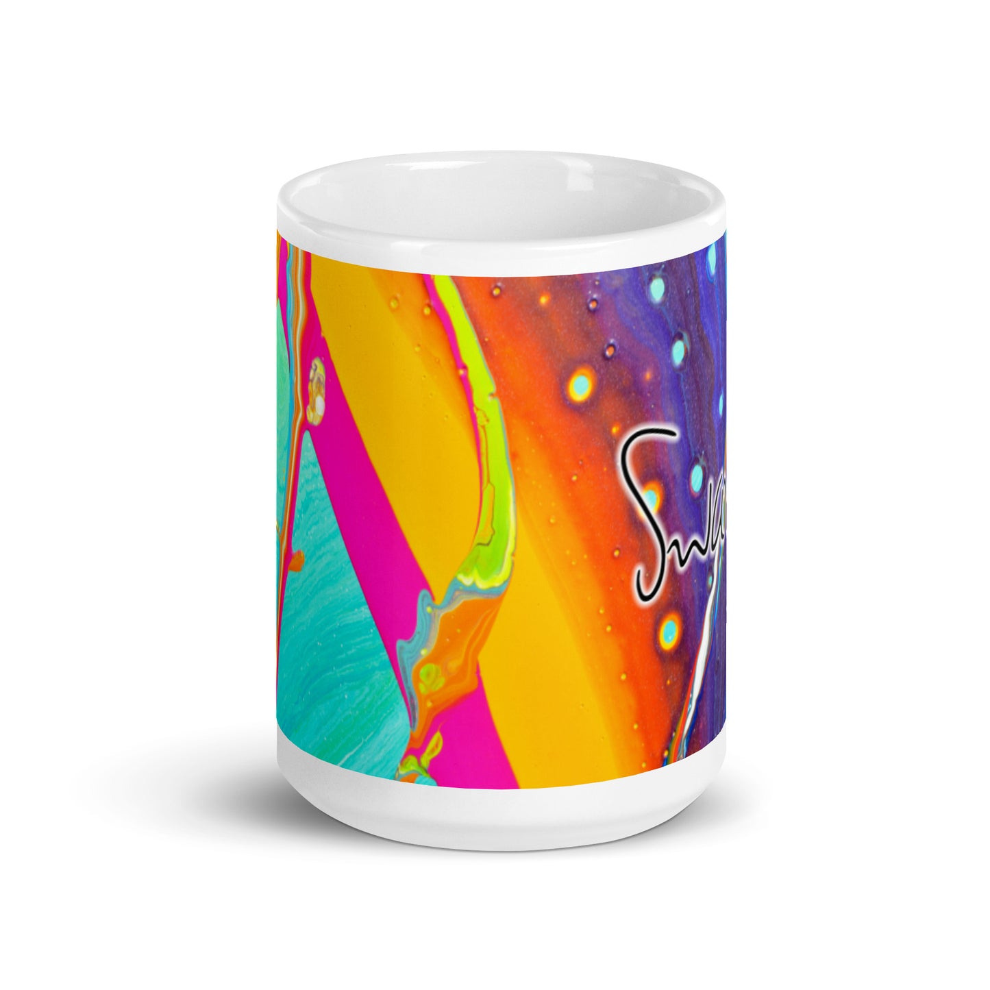 White glossy mug - Rainbow design