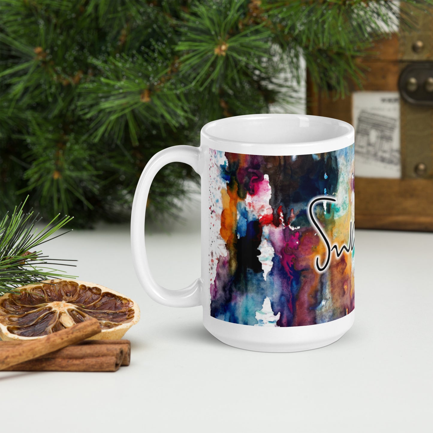 White glossy mug - Dawn Eclipse design
